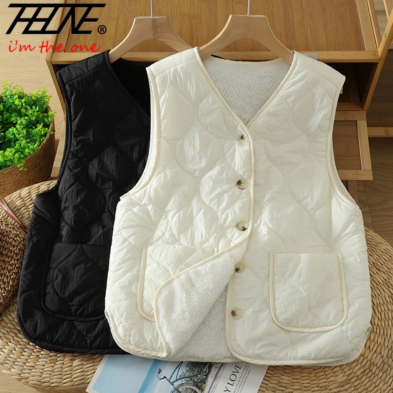 Зимний жилет THHONE для женщин, безрукавка, свободный крой, с наполнителем из овечьего пуха, флисовая подкладка, повседневный, в корейском стиле, теплый
Зимний жилет THHONE для женщин, безрукавка, свободный крой, с наполнителем из овечьего пуха, флисовая подкладка, повседневный, в корейском стиле, теплый