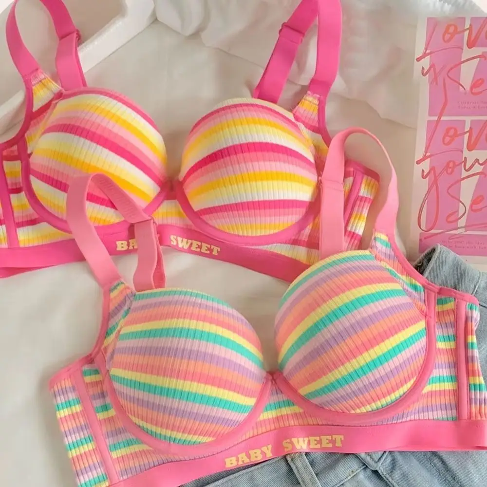 Creative Rainbow Stripes Bra Comfortable 3/4 Cup Women Colorful Underwear Breathable V-Neck Women's Gathered Underwear Ladies
Creative Rainbow Stripes Bra Comfortable 3/4 Cup Women Colorful Underwear Breathable V-Neck Women's Gathered Underwear Ladies