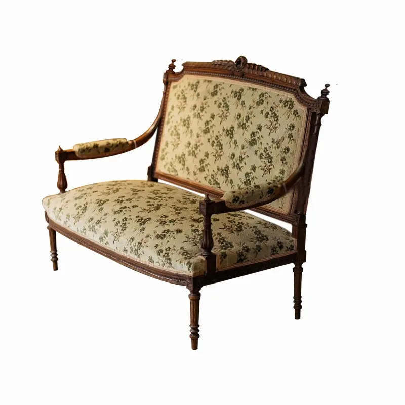 Solid wood sofa chair antique carved double chair pastoral balcony leisure chair
Solid wood sofa chair antique carved double chair pastoral balcony leisure chair