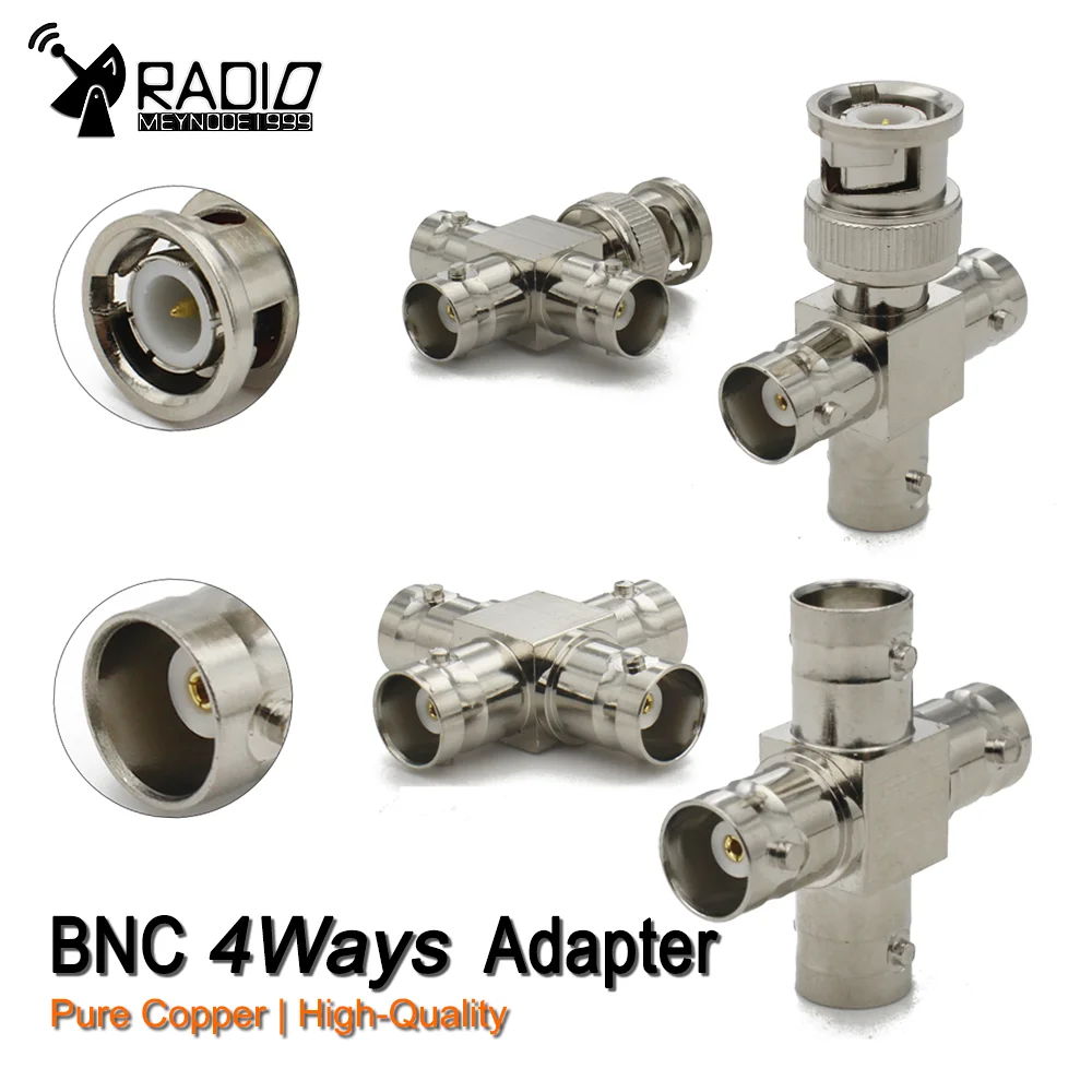 Q9 BNC 4 Way Splitter Adapter BNC Male to 3×BNC Female Tee Type RF Coaxial Connector For CCTV Monitoring Camera
Q9 BNC 4 Way Splitter Adapter BNC Male to 3×BNC Female Tee Type RF Coaxial Connector For CCTV Monitoring Camera