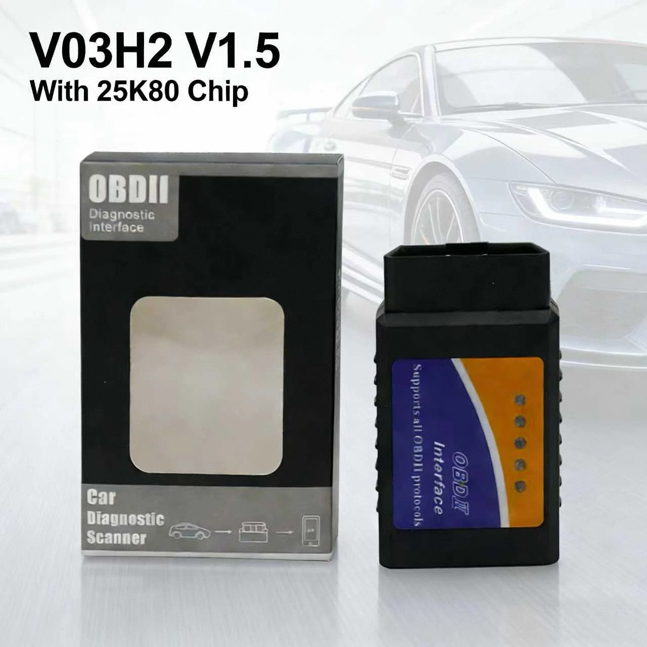 V03H2 V1.5 OBD2 Scanner with 25K80 Chip Car Diagnostic Tool Auto Code Reader For Android iOS Universal Vehicle Scanner Tool