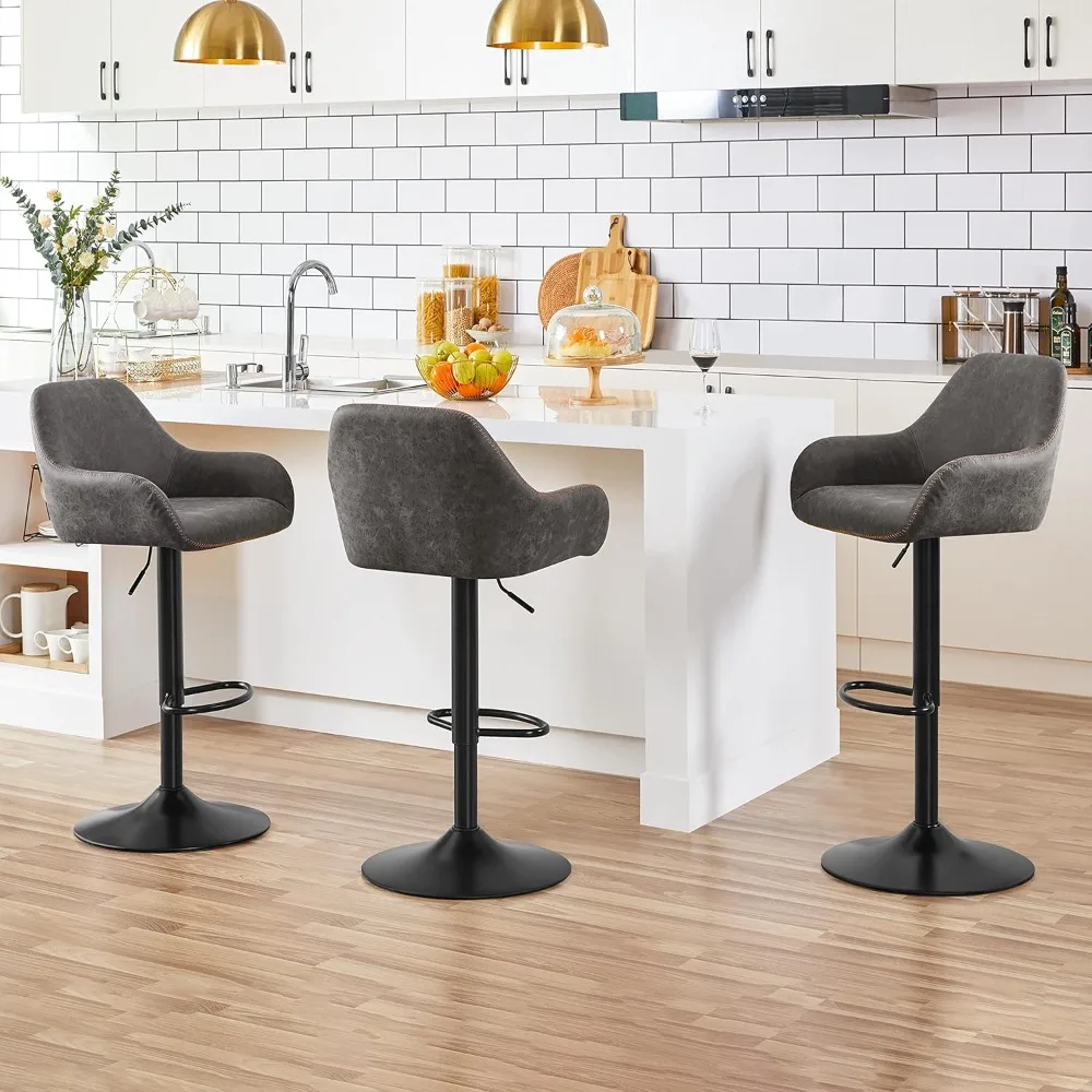Bar Stools Set of 2, PU Leather Swivel Counter Height Barstools, Adjustable Bar Chairs with Backrest and Footrest, Kitchen
Bar Stools Set of 2, PU Leather Swivel Counter Height Barstools, Adjustable Bar Chairs with Backrest and Footrest, Kitchen