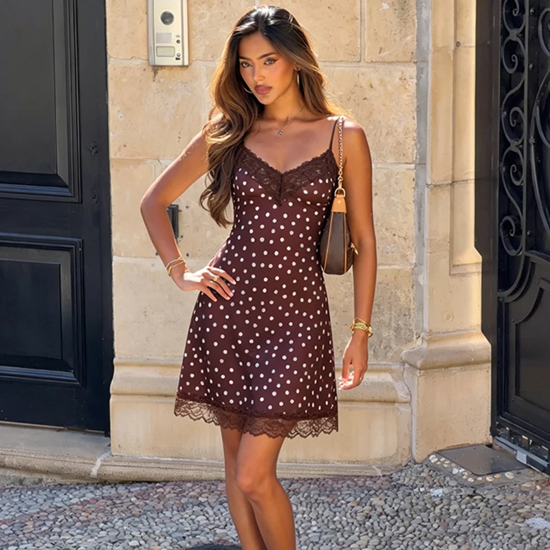 Tornova Sexy Lace Sling Mini Dress Woman Elegant Polka Dot Print Sleeveless Dress Slim Fashion Summer Vacation Party Clothes
Tornova Sexy Lace Sling Mini Dress Woman Elegant Polka Dot Print Sleeveless Dress Slim Fashion Summer Vacation Party Clothes
