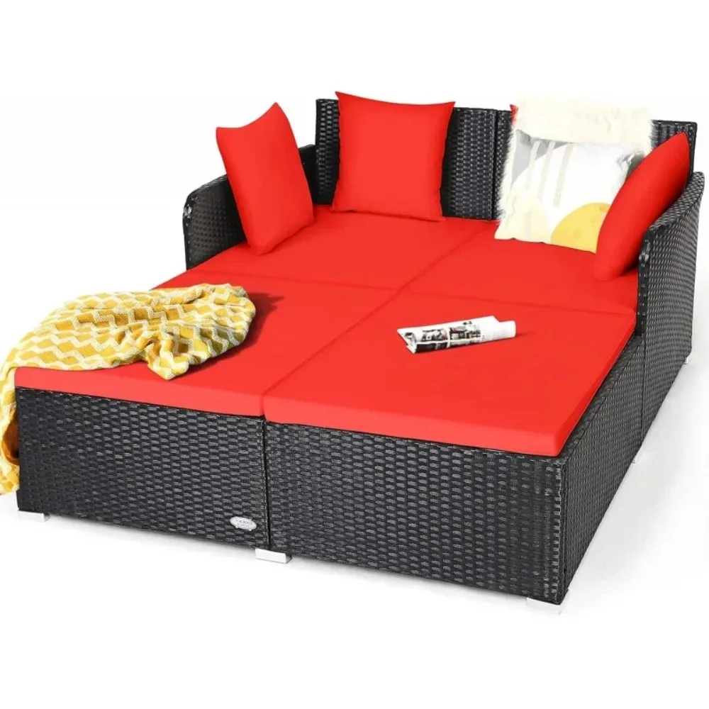 Outdoor rattan daytime patio loveseat sofa set with padded cushion pillows and sturdy aluminum foot, wicker patio furniture
Outdoor rattan daytime patio loveseat sofa set with padded cushion pillows and sturdy aluminum foot, wicker patio furniture