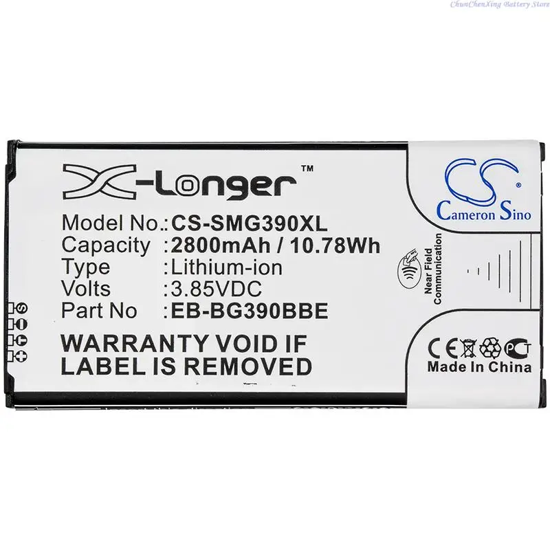 Cameron Sino 2800mAh Mobile Phone Battery EB-BG390BBE for Samsung Galaxy Xcover 4, SM-G390, SM-G390F, SM-G390W, SM-G390Y
Cameron Sino 2800mAh Mobile Phone Battery EB-BG390BBE for Samsung Galaxy Xcover 4, SM-G390, SM-G390F, SM-G390W, SM-G390Y