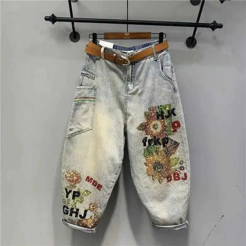 Spring 2026 Women's Heavy Embellished Printed Loose Slimming Washed Elastic Waist Denim Jeans Casual High Waist Long Cotton S...
Spring 2026 Women's Heavy Embellished Printed Loose Slimming Washed Elastic Waist Denim Jeans Casual High Waist Long Cotton S...
