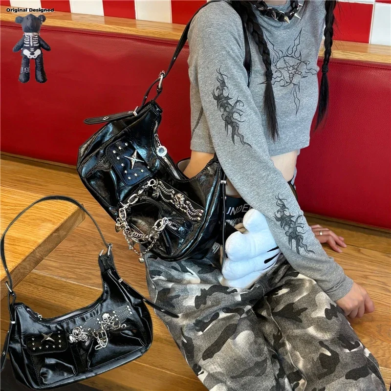 Cool Chain Y2k Girls Underarm Bags Fashion Pu Leather Women's shoulder Bag Punk Rivet Decorate Shoulder Crossbody bags
Cool Chain Y2k Girls Underarm Bags Fashion Pu Leather Women's shoulder Bag Punk Rivet Decorate Shoulder Crossbody bags