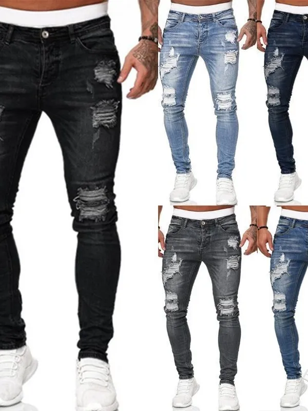 Slim Fit Men's Jeans Fashionable Trendy Tear Hole Design Cross-Border Small Foot Pants Casual mid Waist Zipper Opening
Slim Fit Men's Jeans Fashionable Trendy Tear Hole Design Cross-Border Small Foot Pants Casual mid Waist Zipper Opening