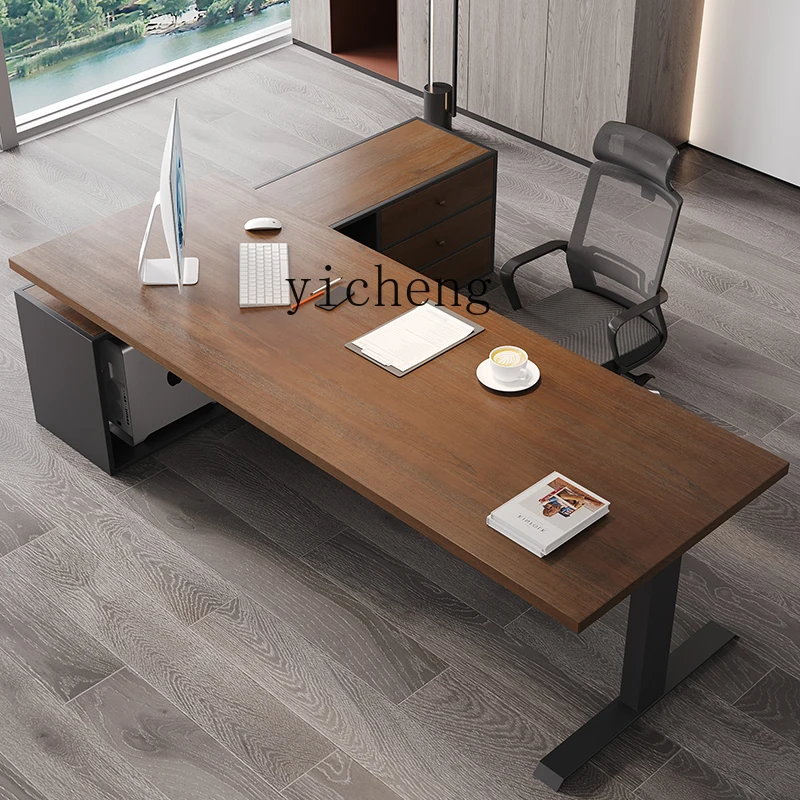 office electric liftable solid wood boss table high-end class table with side cabinet president table
office electric liftable solid wood boss table high-end class table with side cabinet president table