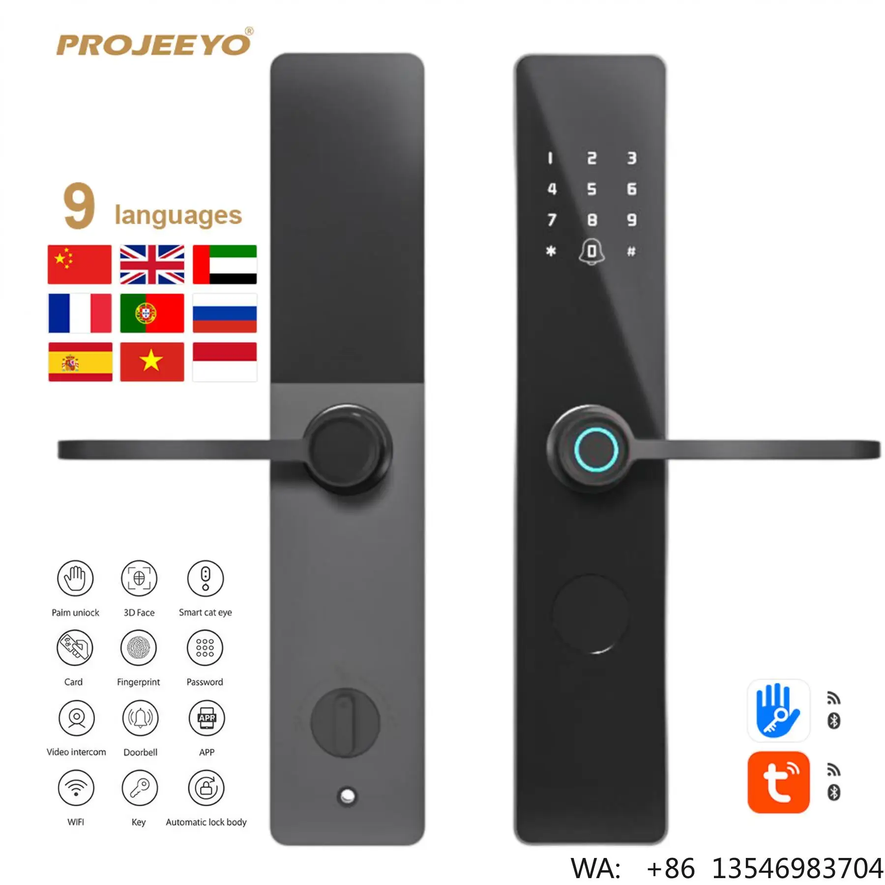 Home 3D Face Recognition Smart Door Lock for Aluminum Doors Fingerprint RFID Password Tuya TT Lock Apps Memory Storage
Home 3D Face Recognition Smart Door Lock for Aluminum Doors Fingerprint RFID Password Tuya TT Lock Apps Memory Storage