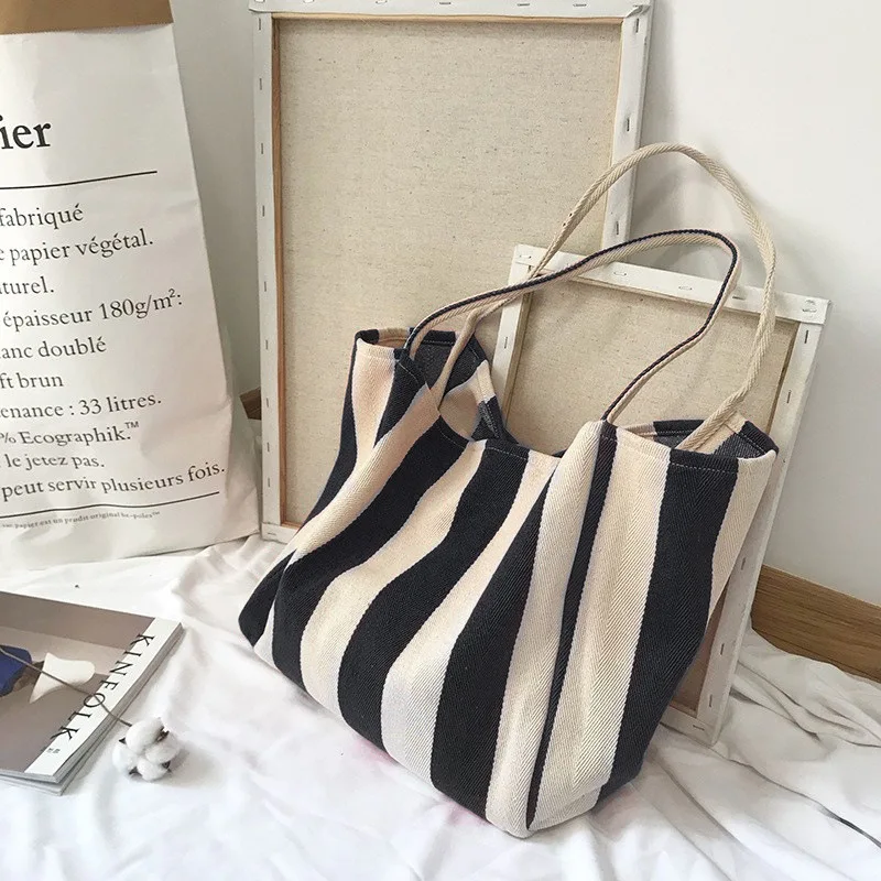 Women's Striped Tote Bag, Large Capacity Canvas Shoulder Bag, Casual Reusable Handbag for Work, School & Shopping
Women's Striped Tote Bag, Large Capacity Canvas Shoulder Bag, Casual Reusable Handbag for Work, School & Shopping