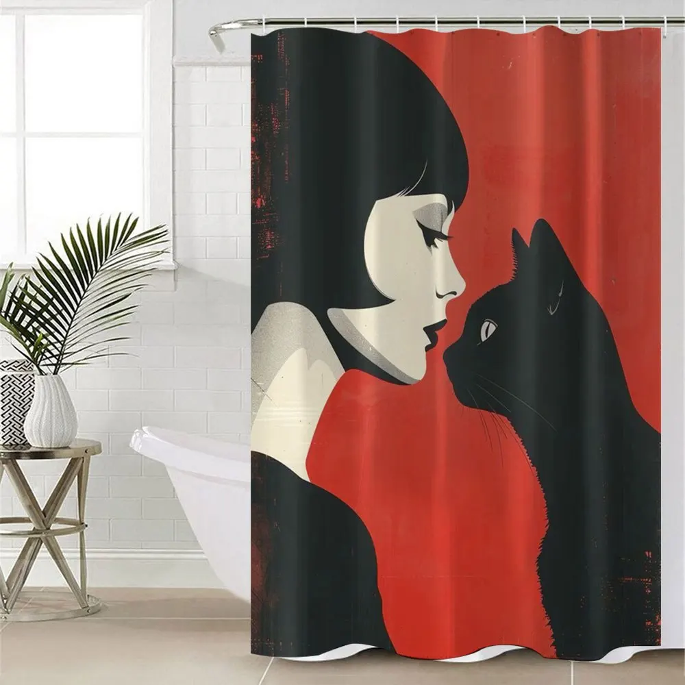 1pc Woman and Cat Winter Bathroom Curtain Digital Print Polyester Shower Curtain No-Hole Punch Partition Bath Curtain
1pc Woman and Cat Winter Bathroom Curtain Digital Print Polyester Shower Curtain No-Hole Punch Partition Bath Curtain