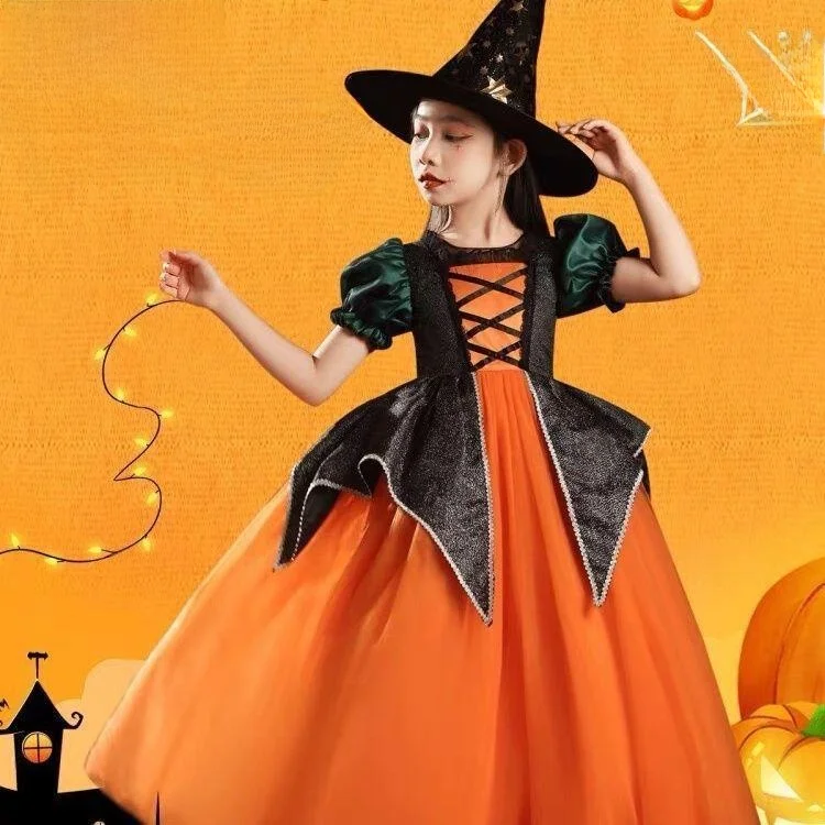 Halloween Children's Witch Costume Pumpkin Skirt Fairy Princess Dress Masquerade Ball Outfit Performance Clothes for Girls
Halloween Children's Witch Costume Pumpkin Skirt Fairy Princess Dress Masquerade Ball Outfit Performance Clothes for Girls