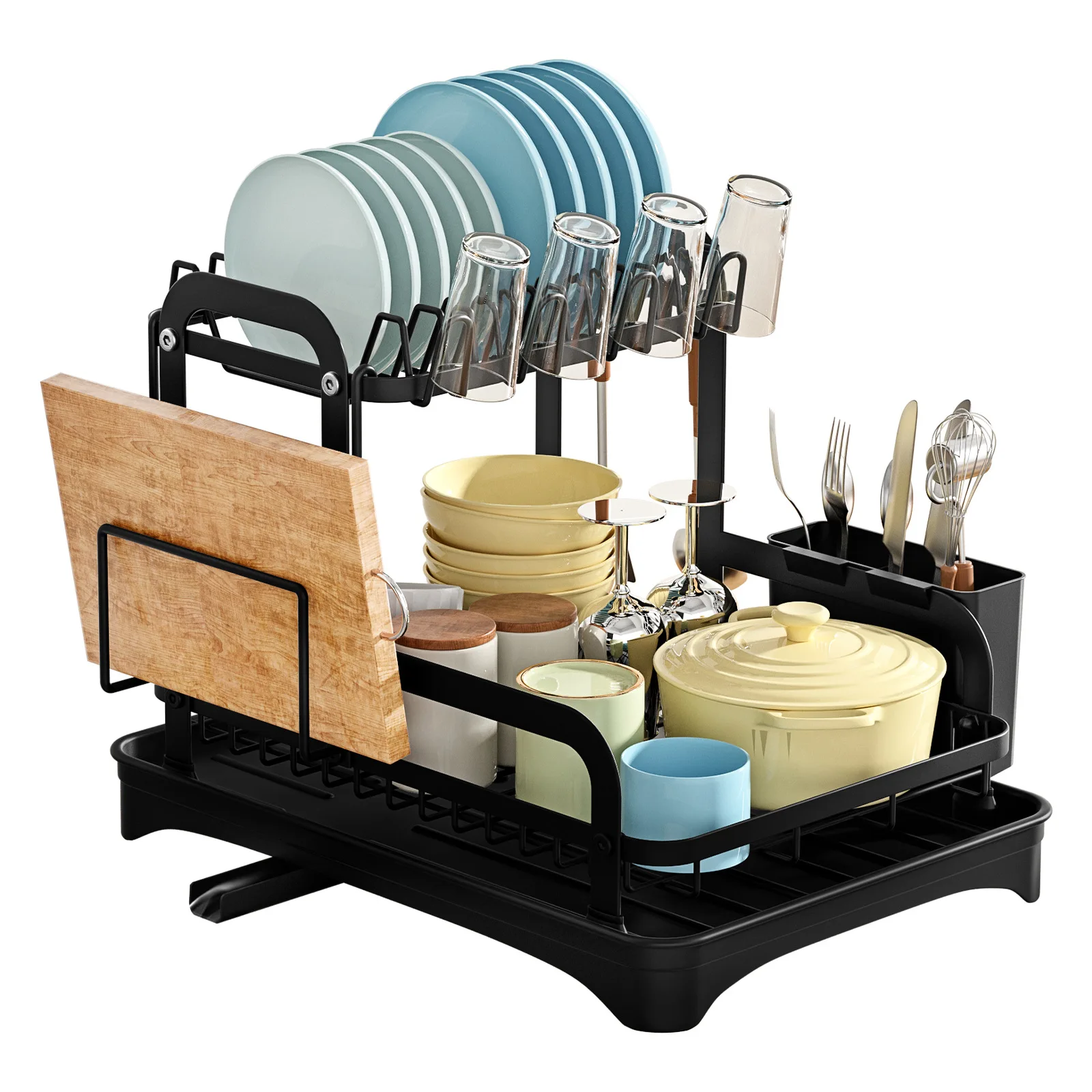 2 Tier Dish Drainer Chopstick Holder Dish Drying Rack Cutting Board Holder Bowl Dish Draining Shelf 360-Degree Retractable Drain
2 Tier Dish Drainer Chopstick Holder Dish Drying Rack Cutting Board Holder Bowl Dish Draining Shelf 360-Degree Retractable Drain
