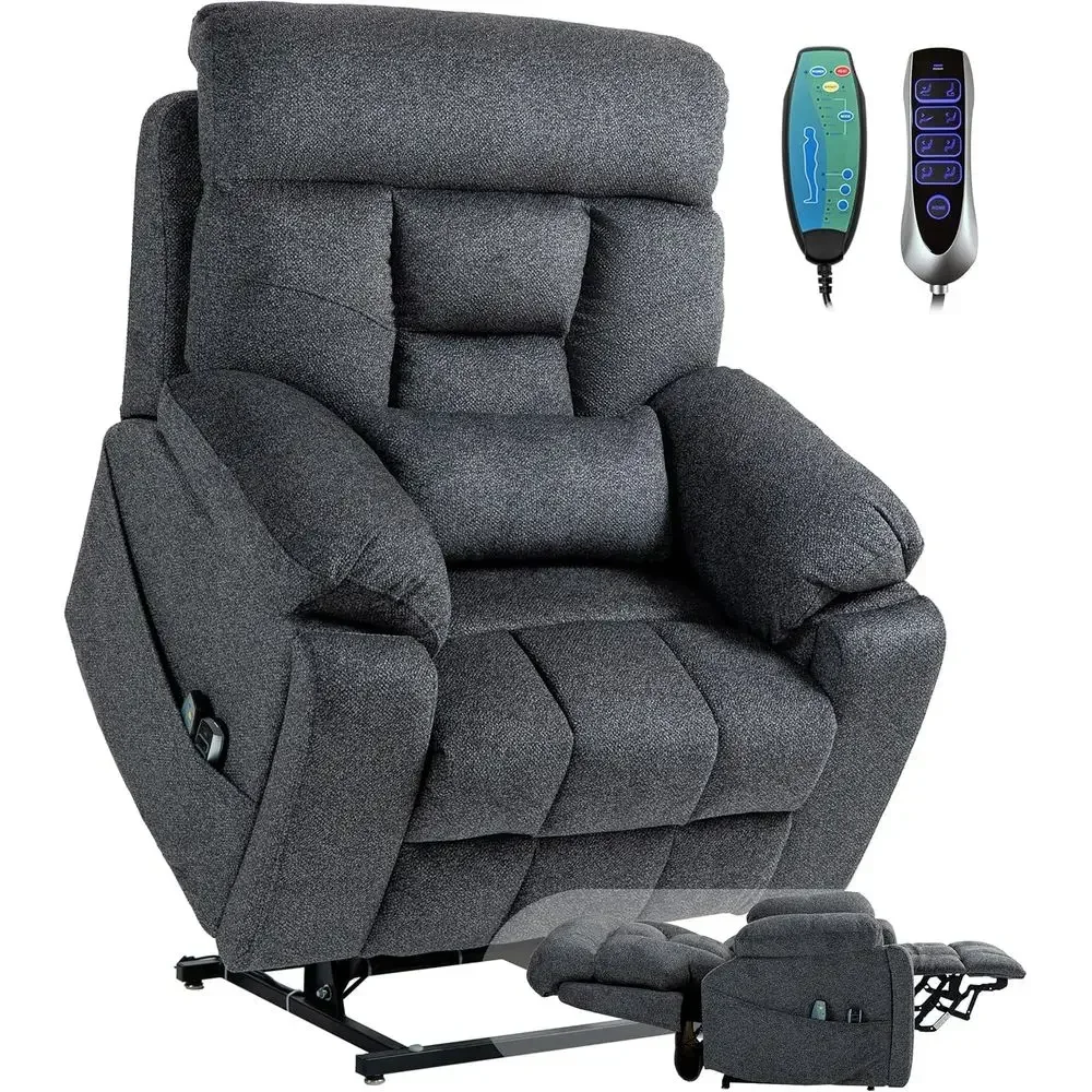 4-Motor Adjustable Power Recliner with Massage, Heat, 2 Remotes, and Cup Holders for Adults up to 400 lbs
4-Motor Adjustable Power Recliner with Massage, Heat, 2 Remotes, and Cup Holders for Adults up to 400 lbs