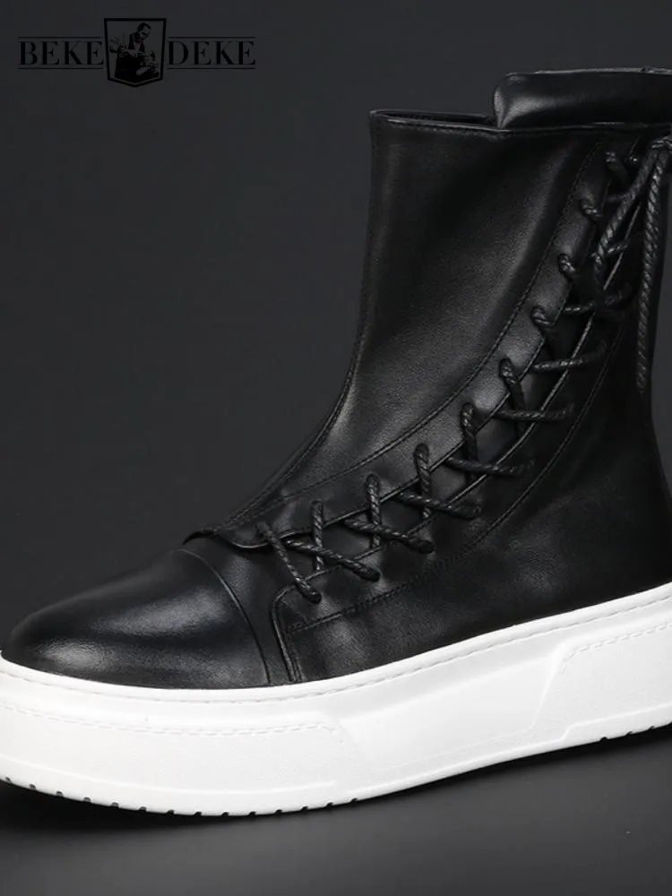 Leisure Male Genuine Leather Zipper Hard Wearing Platform Ankle Boots Solid Color Cowhide Round Toe Cross Tied High Top Footwear
Leisure Male Genuine Leather Zipper Hard Wearing Platform Ankle Boots Solid Color Cowhide Round Toe Cross Tied High Top Footwear
