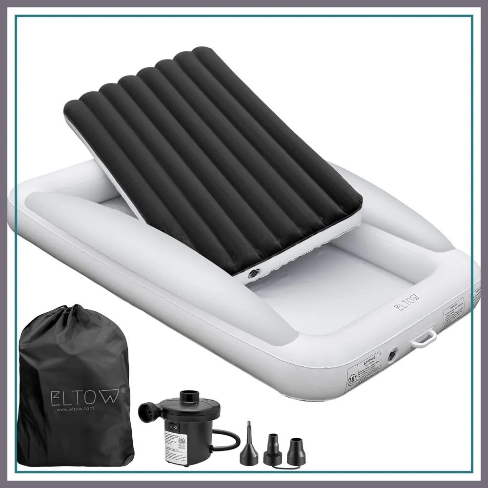 Toddler Blow-Up Mattress with Safety Bumpers, Inflatable Travel Bed with Pump & Carry Bag - Black
Toddler Blow-Up Mattress with Safety Bumpers, Inflatable Travel Bed with Pump & Carry Bag - Black