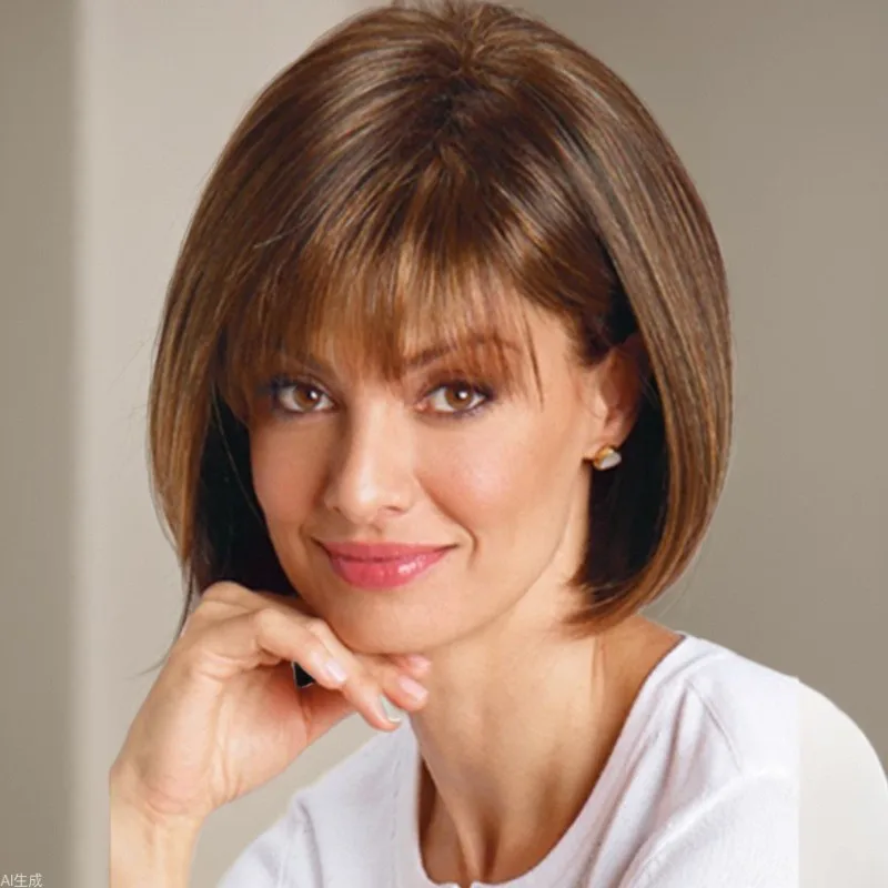 Chic Synthetic Short Brown Wig with Air Bangs, European and American New Style for Women
Chic Synthetic Short Brown Wig with Air Bangs, European and American New Style for Women