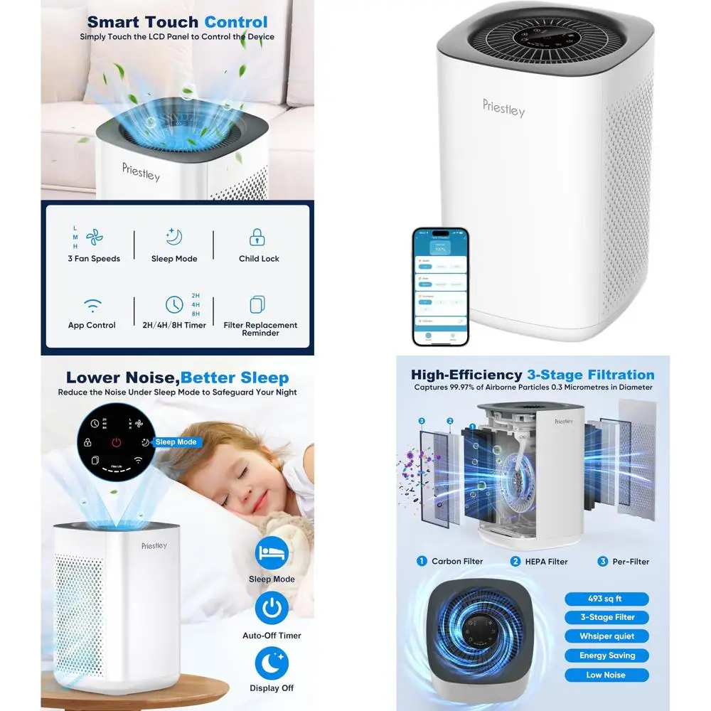 Умный очиститель воздуха с Wi-Fi для помещений площадью до 100 м²: фильтр HEPA 3-в-1, режим сна, контроль пыли и запахов
Умный очиститель воздуха с Wi-Fi для помещений площадью до 100 м²: фильтр HEPA 3-в-1, режим сна, контроль пыли и запахов