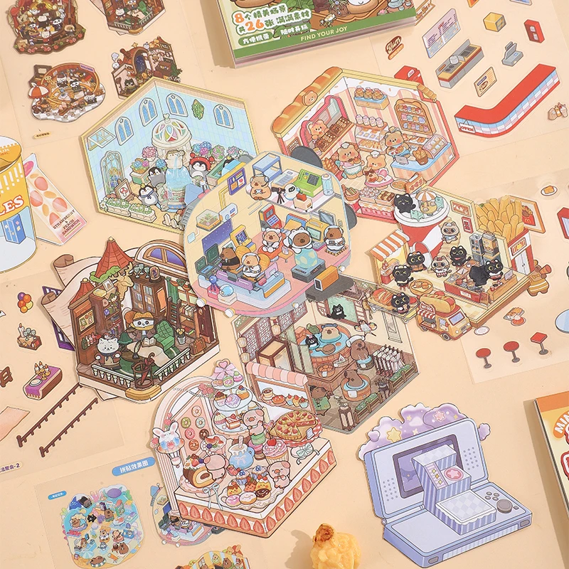 Kawaii Lazy Little Time 3D cute animals Landscape Sticker book DIY Pocket Cabin Scene Halloweengifts
Kawaii Lazy Little Time 3D cute animals Landscape Sticker book DIY Pocket Cabin Scene Halloweengifts 