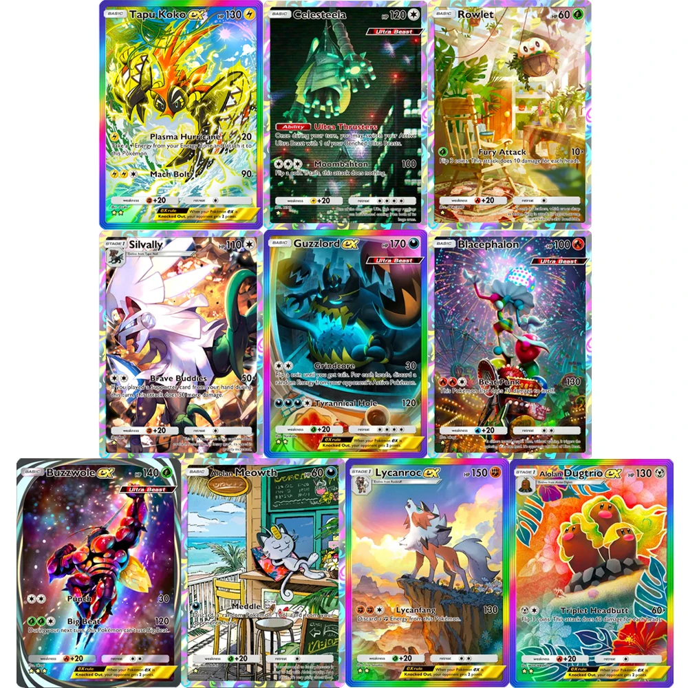 10 шт./компл. карманные карты своими руками, самодельная карта Dugtrio Blacephalon Buzzwole Guzzlord Lycanroc Pocket TCG, игровая коллекционная карта
10 шт./компл. карманные карты своими руками, самодельная карта Dugtrio Blacephalon Buzzwole Guzzlord Lycanroc Pocket TCG, игровая коллекционная карта