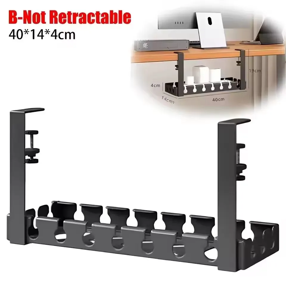 Under-desk Cable Organizer with No-Drill Installation; Power Strip; Router Cable; Anti-Tangle Cable Guide;
Under-desk Cable Organizer with No-Drill Installation; Power Strip; Router Cable; Anti-Tangle Cable Guide;