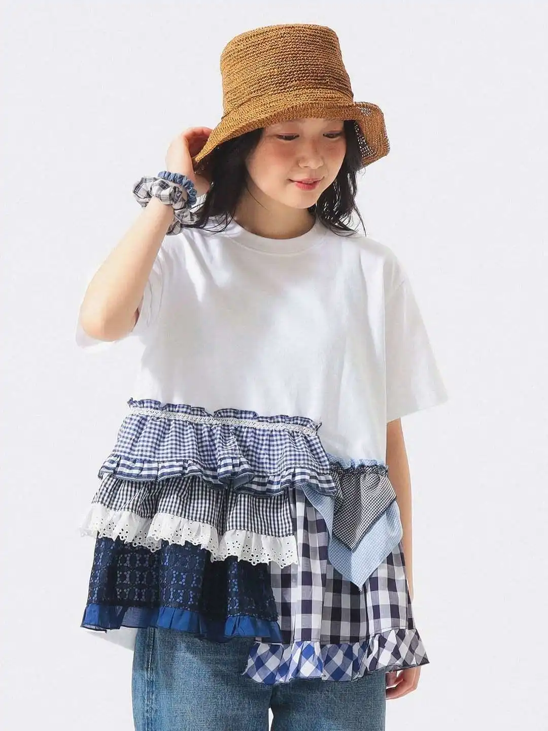 Summer New Japanese Style T-Shirt Lace Short Sleeve Patchwork Plaid Design Unique Design Women's Cotton round Neck Regular Le...
Summer New Japanese Style T-Shirt Lace Short Sleeve Patchwork Plaid Design Unique Design Women's Cotton round Neck Regular Le...