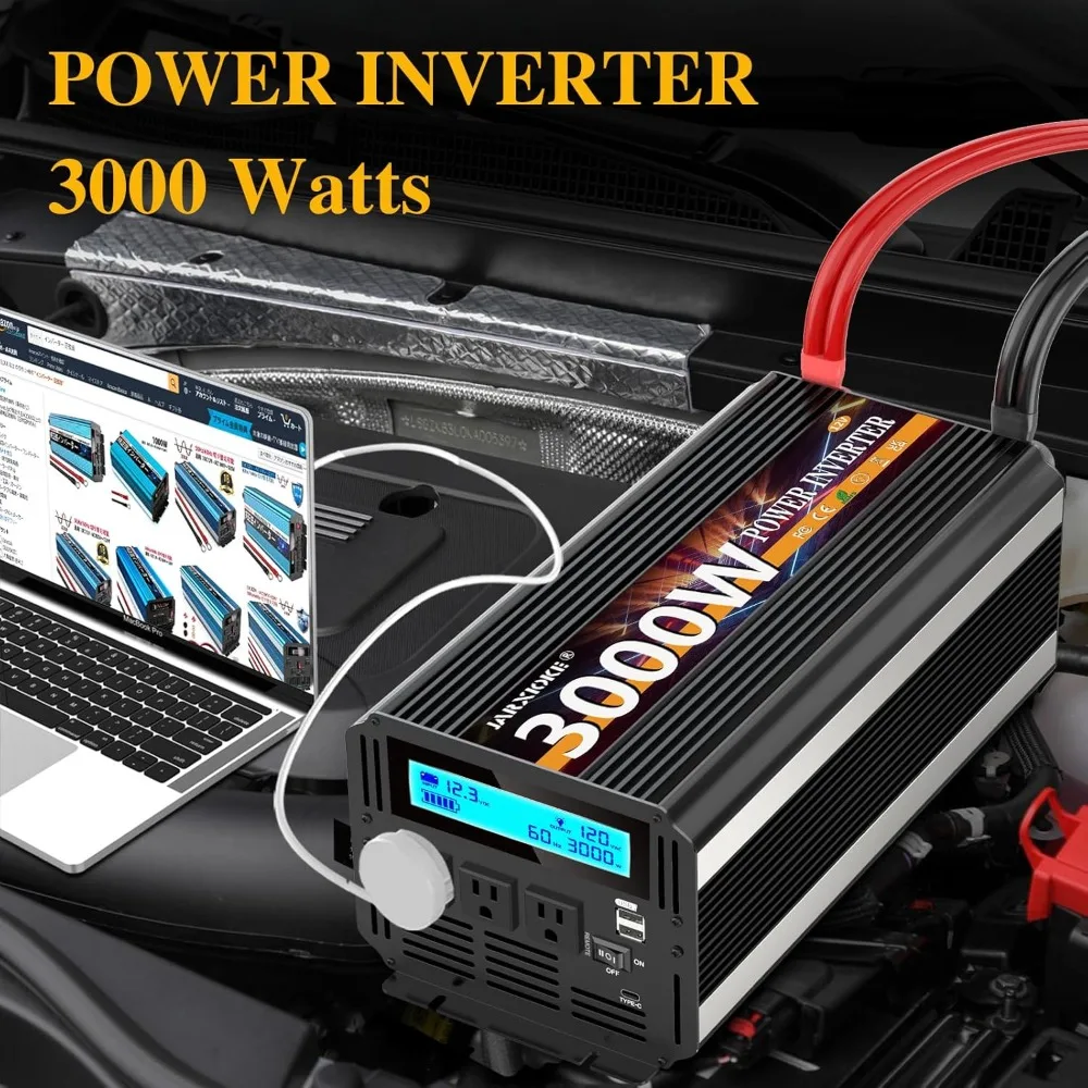 3000W Power Inverter 12V DC to AC 110V/120V (Peak) 6000W Converter 3 sockets car Inverter with Remote Control
3000W Power Inverter 12V DC to AC 110V/120V (Peak) 6000W Converter 3 sockets car Inverter with Remote Control