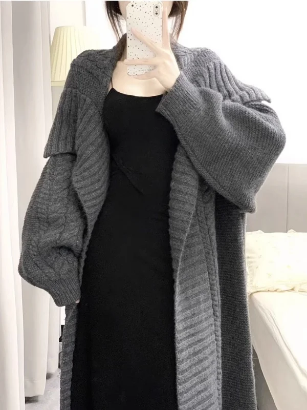 Ele Heavy-Weave Lazy-Sle Knitted Cardigan Long Sve Mid-Length Open-Collar Sweater Coat Korean Sle Casual Commute
Ele Heavy-Weave Lazy-Sle Knitted Cardigan Long Sve Mid-Length Open-Collar Sweater Coat Korean Sle Casual Commute