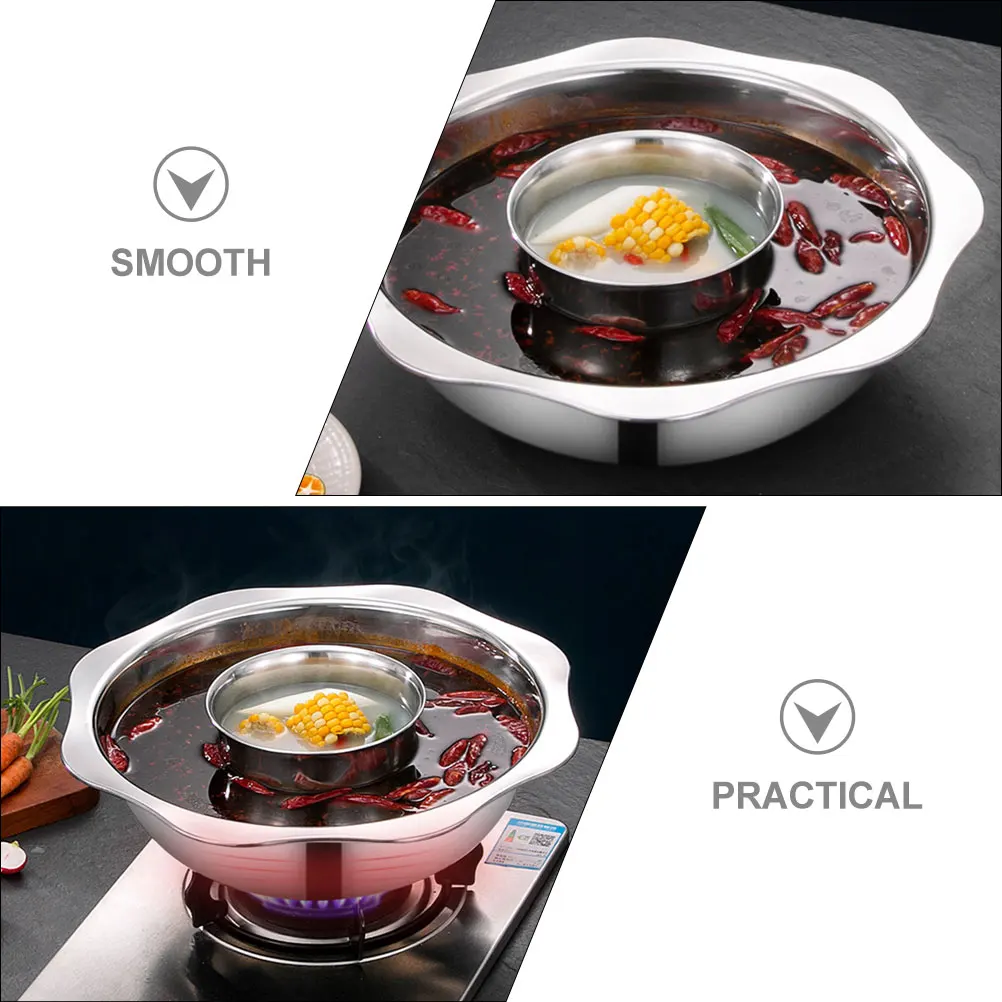Stainless Steel Hot With Divider Two-Flavor Soup Thickened Stockpot Even Heating Kitchenware Flat Pan With Handle
Stainless Steel Hot With Divider Two-Flavor Soup Thickened Stockpot Even Heating Kitchenware Flat Pan With Handle