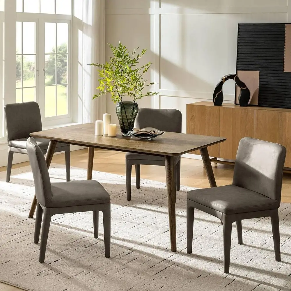 Set of 4 Modern Leather Dining Chairs with Thick Cushion and Solid Wood Legs, Taupe
Set of 4 Modern Leather Dining Chairs with Thick Cushion and Solid Wood Legs, Taupe