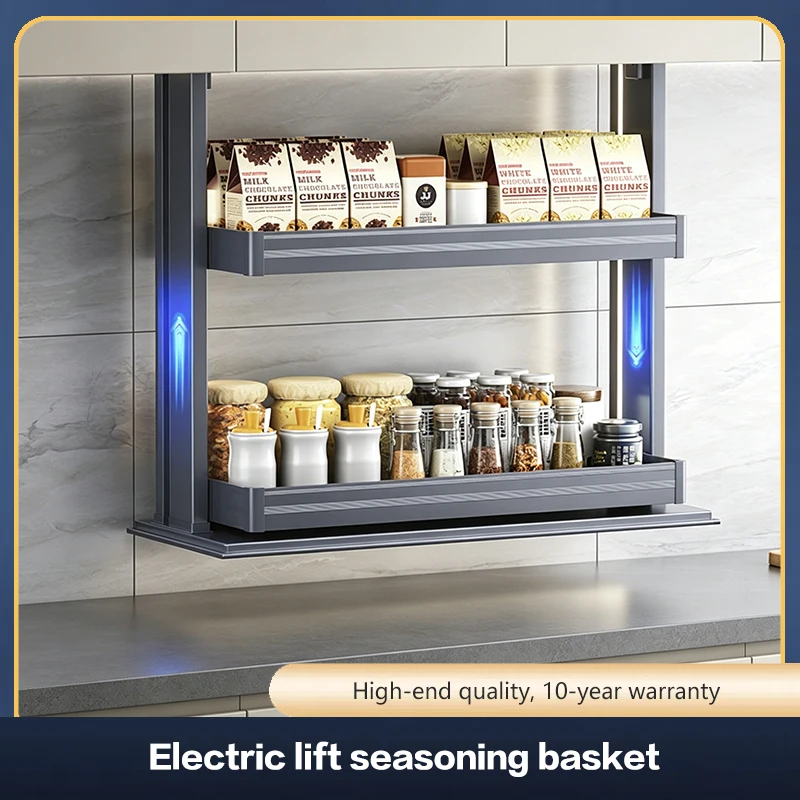Smart Electric Lift Spice Rack For Kitchen Cabinet Vertical Storage Touch Voice Control And UV Sterilization Custom System
Smart Electric Lift Spice Rack For Kitchen Cabinet Vertical Storage Touch Voice Control And UV Sterilization Custom System