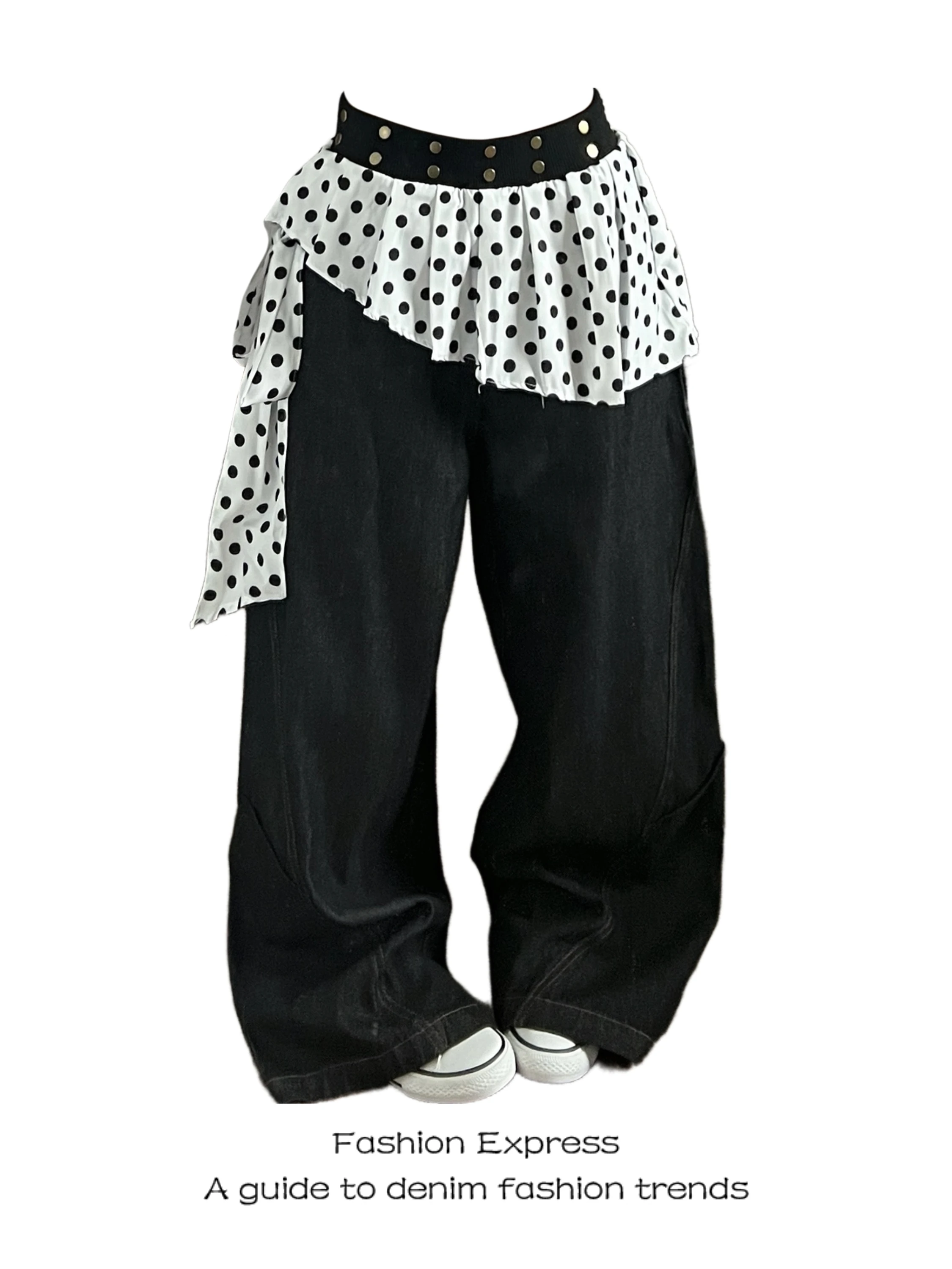 Black Wide Leg Jeans Women Summer American Polka Dot Patchwork Loose Slimming Jeans Casual High Waist Denim Pants for Ladies
Black Wide Leg Jeans Women Summer American Polka Dot Patchwork Loose Slimming Jeans Casual High Waist Denim Pants for Ladies
