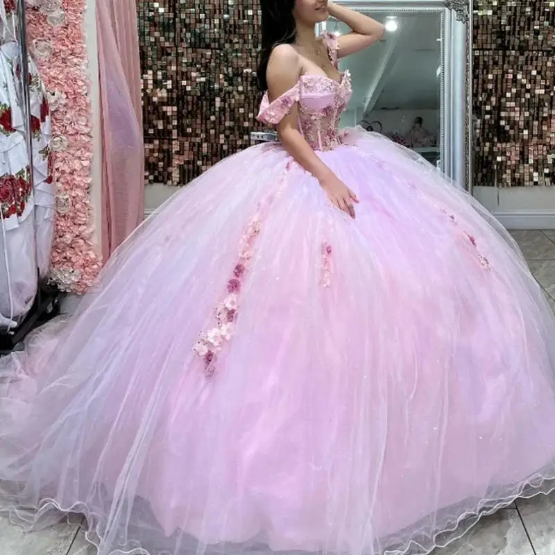 Изящное розовое платье принцессы для девушек, платье Quinceanera с открытыми плечами и цветочным рисунком на шнуровке, милое платье на день рождения 15 16, платье XV для выпускного вечера
Изящное розовое платье принцессы для девушек, платье Quinceanera с открытыми плечами и цветочным рисунком на шнуровке, милое платье на день рождения 15 16, платье XV для выпускного вечера