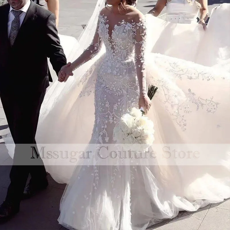 2022 Amazing Lace Mermaid Wedding Dresses Beading Appliques Longsleeves Bridal Gowns Custom Made Vestidos
2022 Amazing Lace Mermaid Wedding Dresses Beading Appliques Longsleeves Bridal Gowns Custom Made Vestidos