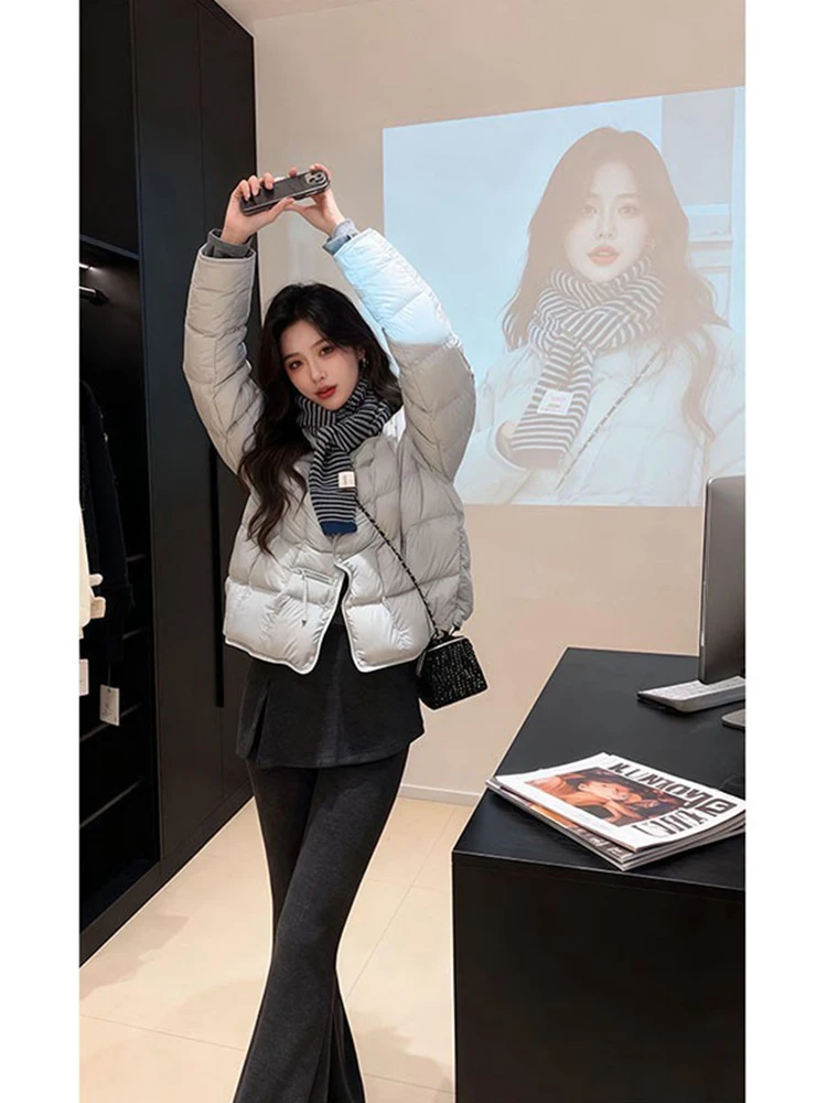 Korean Style Grey Long Sleeve Short Cotton Jacket Cardigan Women's Autumn Winter New Thickened Warm Cotton Clothes
Korean Style Grey Long Sleeve Short Cotton Jacket Cardigan Women's Autumn Winter New Thickened Warm Cotton Clothes
