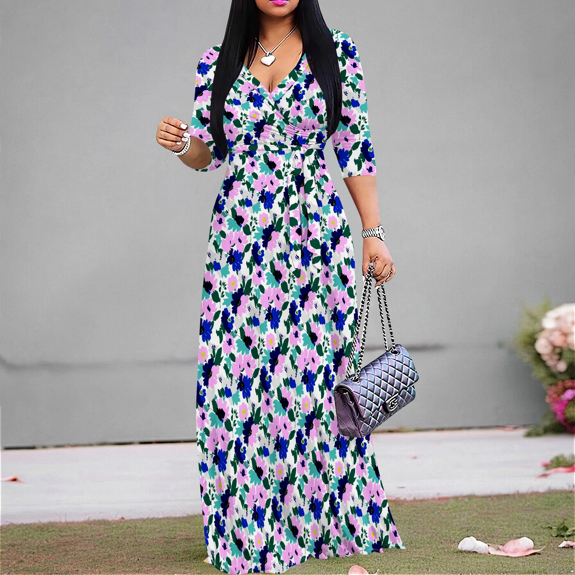 Floral Print Maxi Dress for Women S-3XL V-Neck Wrap Style Spring Summer Casual or Garden Picnic Look
Floral Print Maxi Dress for Women S-3XL V-Neck Wrap Style Spring Summer Casual or Garden Picnic Look