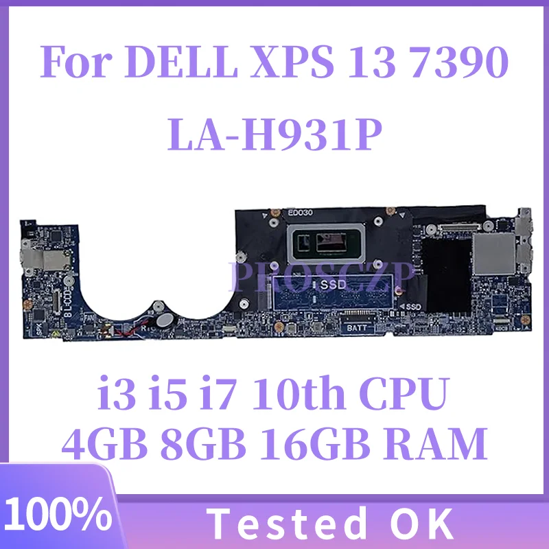 For DELL XPS 13 7390 Laptop Motherboard EDP35 LA-H931P With i3 i5 i7 10th CPU 4GB 8GB 16G RAM CN-072VG6 100% Tested
For DELL XPS 13 7390 Laptop Motherboard EDP35 LA-H931P With i3 i5 i7 10th CPU 4GB 8GB 16G RAM CN-072VG6 100% Tested