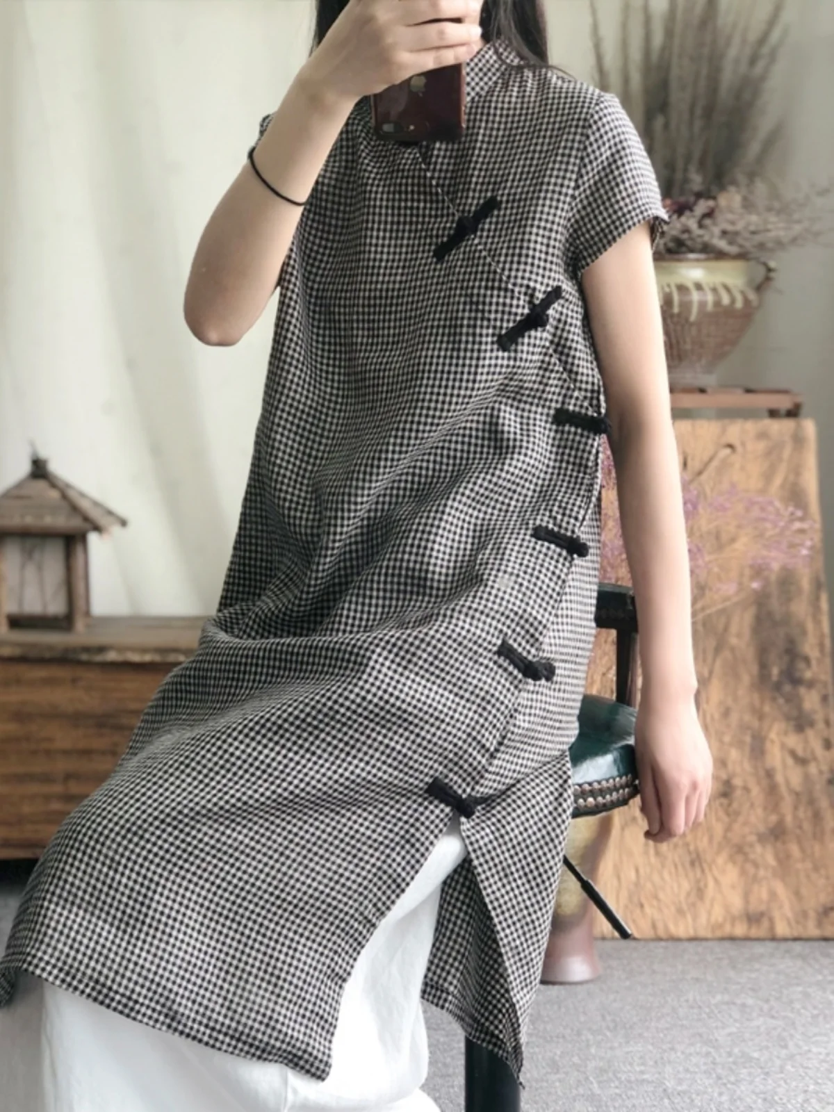 Пересмотренное платье Dr Iated Plaid Linen Cotton irt Long Sle Китайское художественное ретро с высоким разрезом ort Sve Женское Fa...
Пересмотренное платье Dr Iated Plaid Linen Cotton irt Long Sle Китайское художественное ретро с высоким разрезом ort Sve Женское Fa...