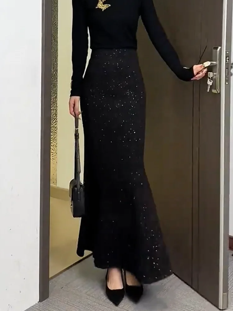 Новая зимняя женская юбка-миди Ele Thiened с пайетками, облегающая, фасон «рыбий хвост», корейская версия
Новая зимняя женская юбка-миди Ele Thiened с пайетками, облегающая, фасон «рыбий хвост», корейская версия