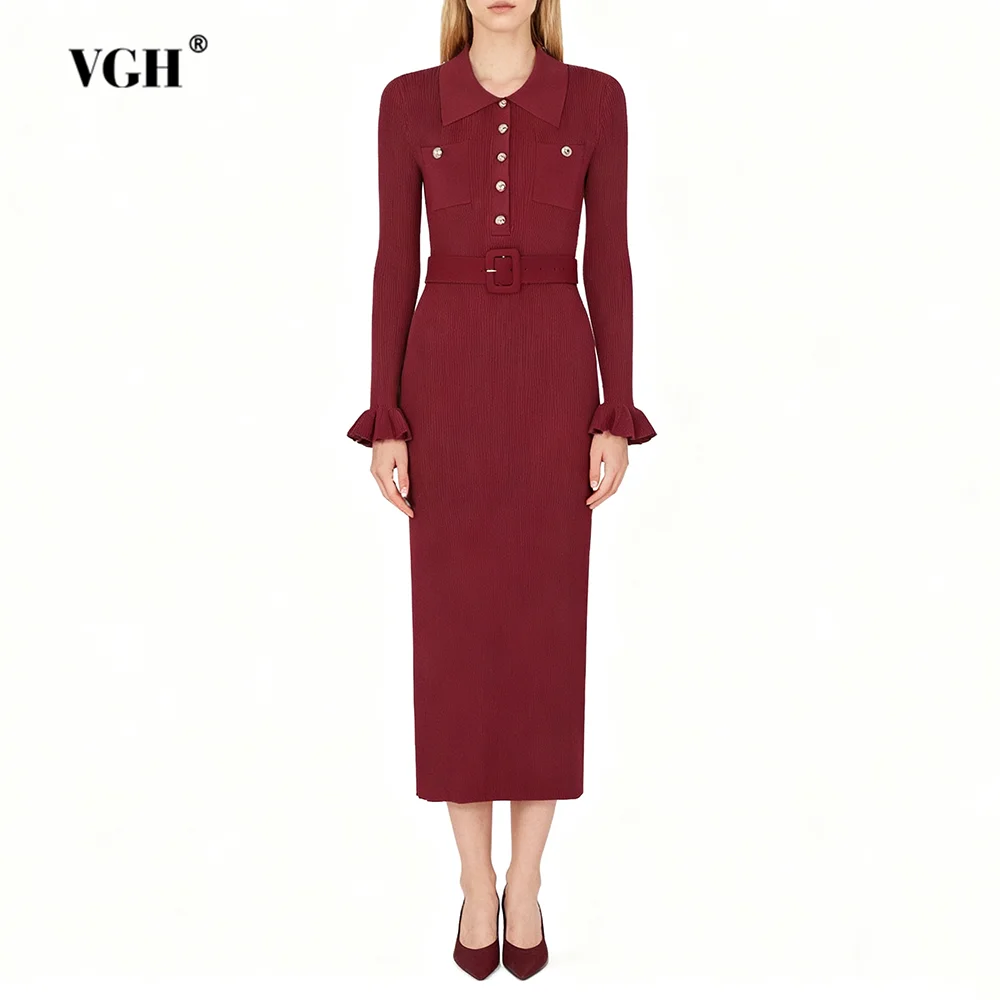 VGH Утягивающие однотонные трикотажные платья для женщин с лацканами и длинными рукавами, высокой талией, повседневное платье на пуговицах, женский модный стиль, новинка
VGH Утягивающие однотонные трикотажные платья для женщин с лацканами и длинными рукавами, высокой талией, повседневное платье на пуговицах, женский модный стиль, новинка