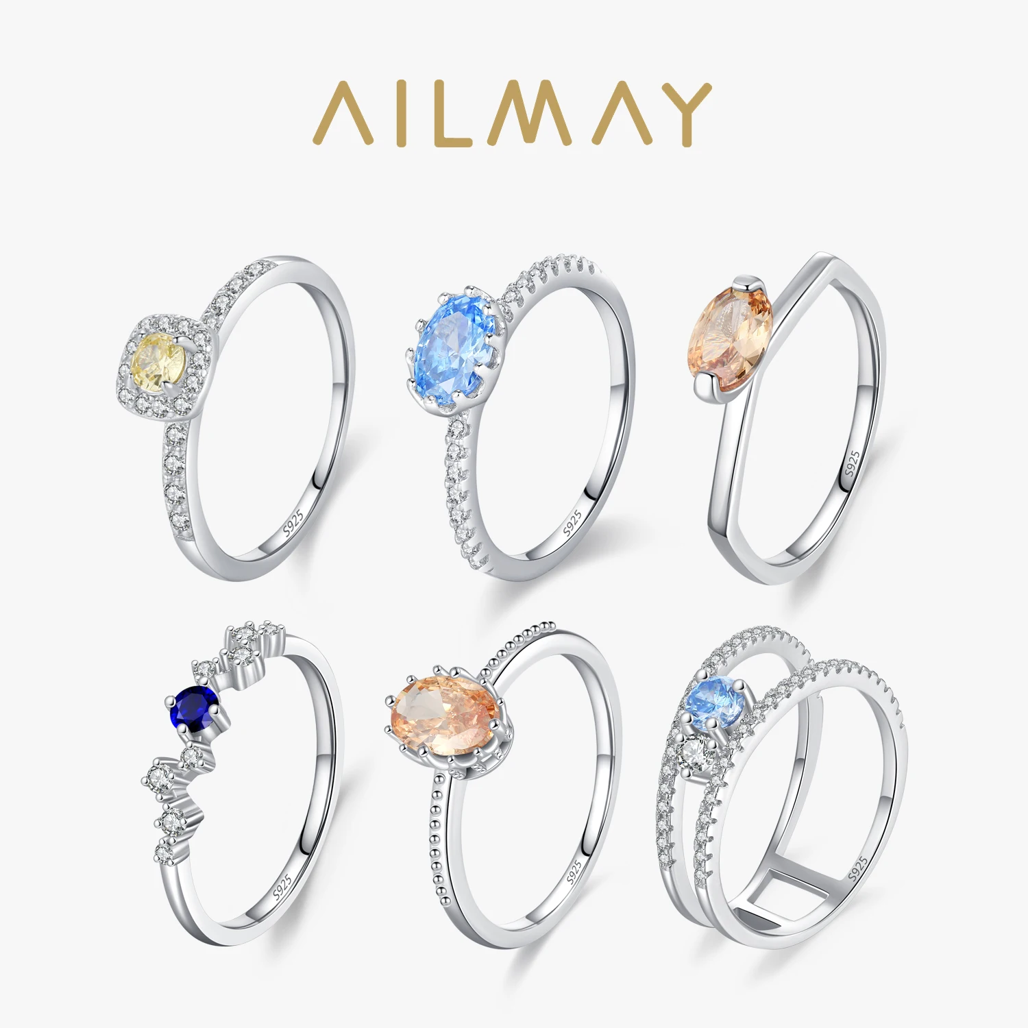 Ailmay 925 Sterling Silver Charming Colorful Cubic Zircon Rings For Women Simple Geometric Fashion Jewelry
Ailmay 925 Sterling Silver Charming Colorful Cubic Zircon Rings For Women Simple Geometric Fashion Jewelry
