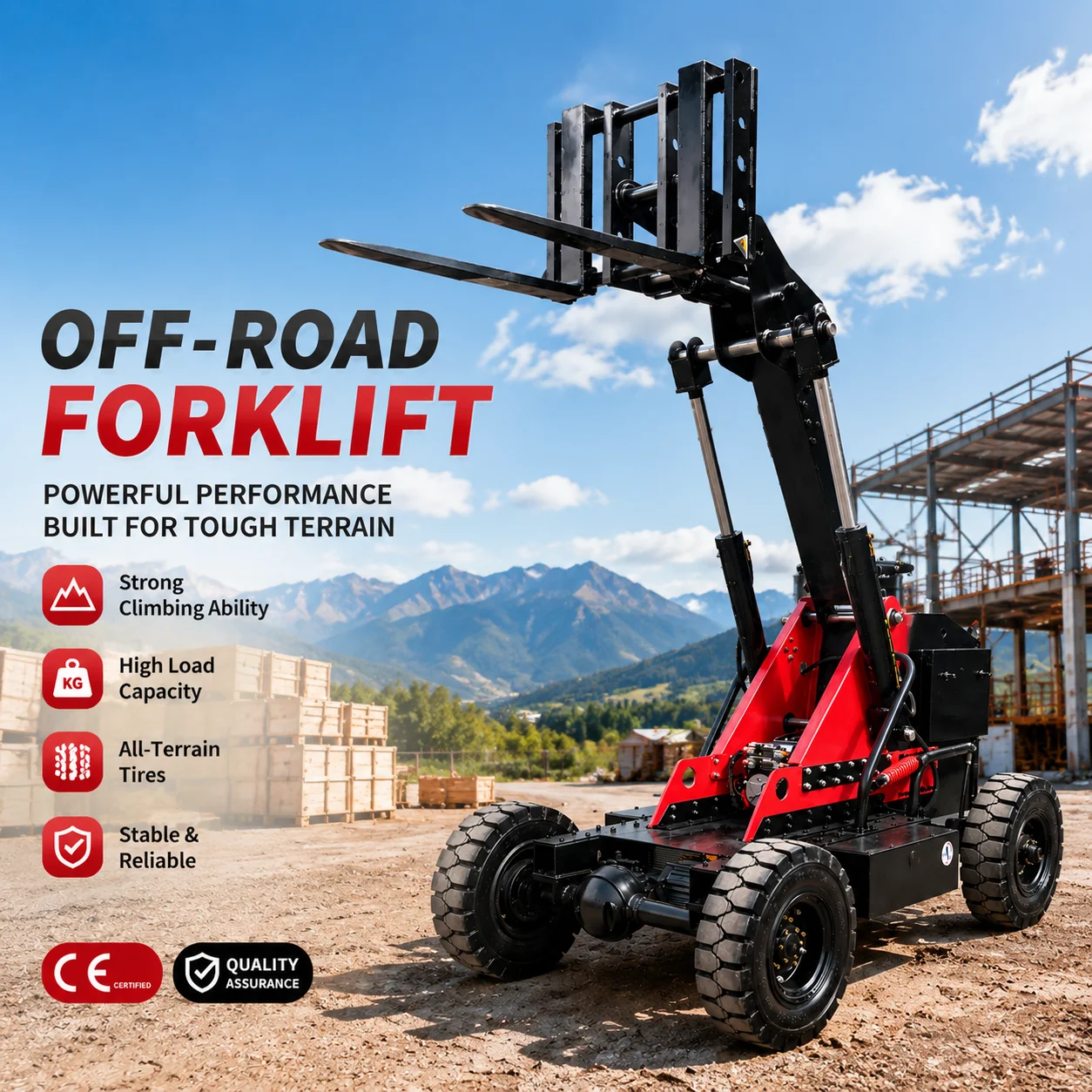 Electric Tank Forklift 1.5T 2.2KW Off Road Rough Terrain Forklift Remote Control Heavy Duty All Terrain Forklift CE
Electric Tank Forklift 1.5T 2.2KW Off Road Rough Terrain Forklift Remote Control Heavy Duty All Terrain Forklift CE