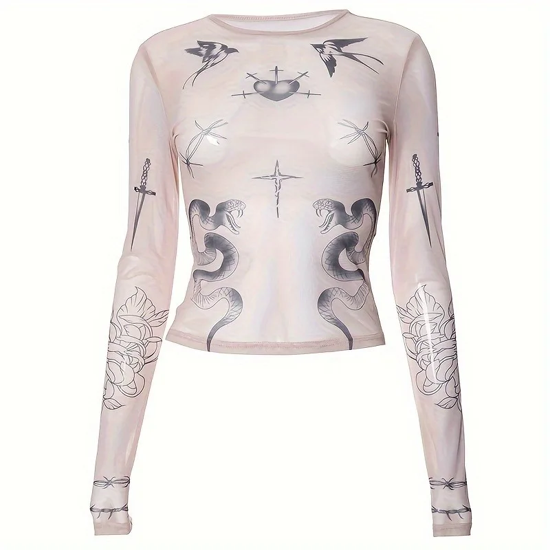 Spring and summer new long-sleeved top fashionable slim-fitting sexy printed long-sleeved top
Spring and summer new long-sleeved top fashionable slim-fitting sexy printed long-sleeved top