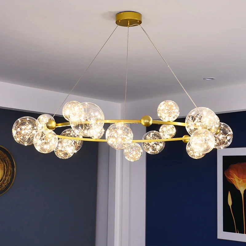 Nordic Led Glass Ball Chandeliers with Remote Control Long Ring Golden Living Dining Room Pendant Lights Room Decor
Nordic Led Glass Ball Chandeliers with Remote Control Long Ring Golden Living Dining Room Pendant Lights Room Decor