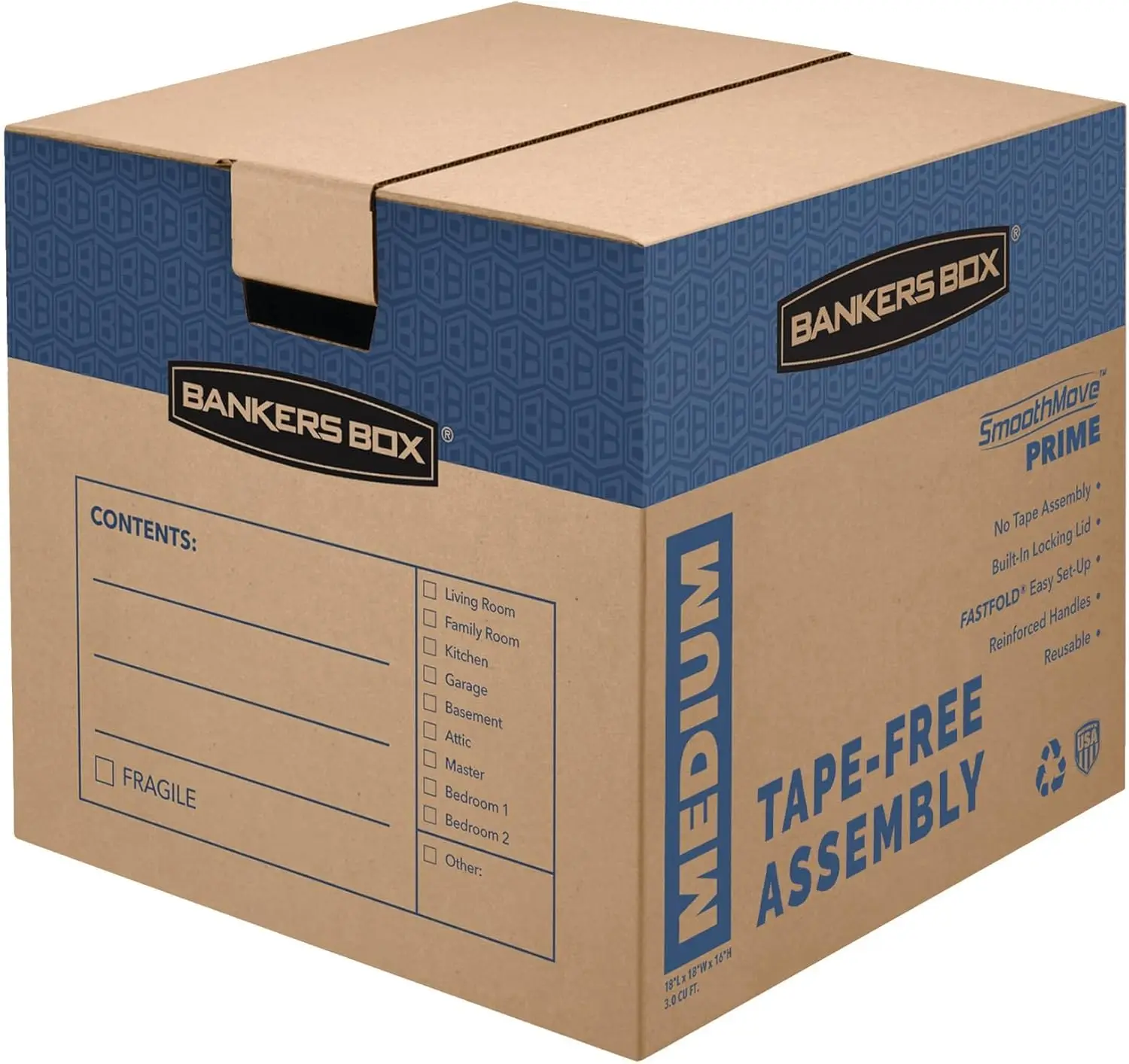 Medium Moving Boxes 8-Pack, Reinforced Handoles, Tape-Free Assembly, Attached Lid, 18x15x14 Inches
Medium Moving Boxes 8-Pack, Reinforced Handoles, Tape-Free Assembly, Attached Lid, 18x15x14 Inches
