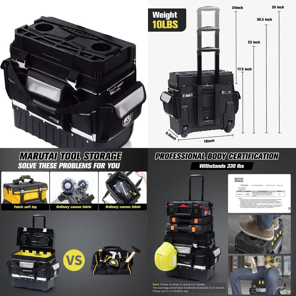 Ящик для инструментов MARUTAI 18 на колесах с телескопической ручкой, водонепроницаемый, грузоподъемность 150 кг, идеально подходит для кемпинга и строительства
Ящик для инструментов MARUTAI 18 на колесах с телескопической ручкой, водонепроницаемый, грузоподъемность 150 кг, идеально подходит для кемпинга и строительства