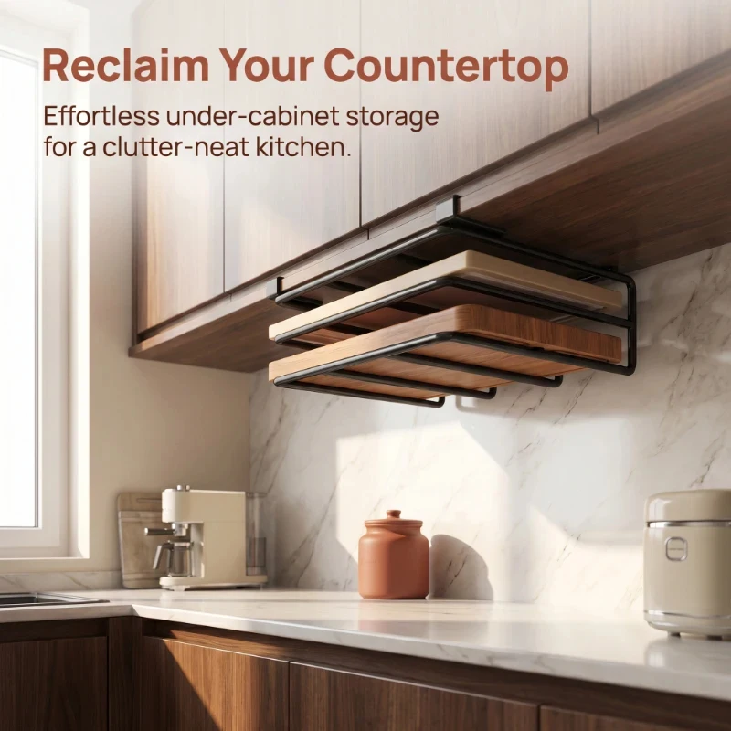 Kitchen Hanging Organizer Rack with Hooks Under Cupboard Paper Towel Rags Hanger Cutting Board Pot Cover Holder Storage Shelf
Kitchen Hanging Organizer Rack with Hooks Under Cupboard Paper Towel Rags Hanger Cutting Board Pot Cover Holder Storage Shelf