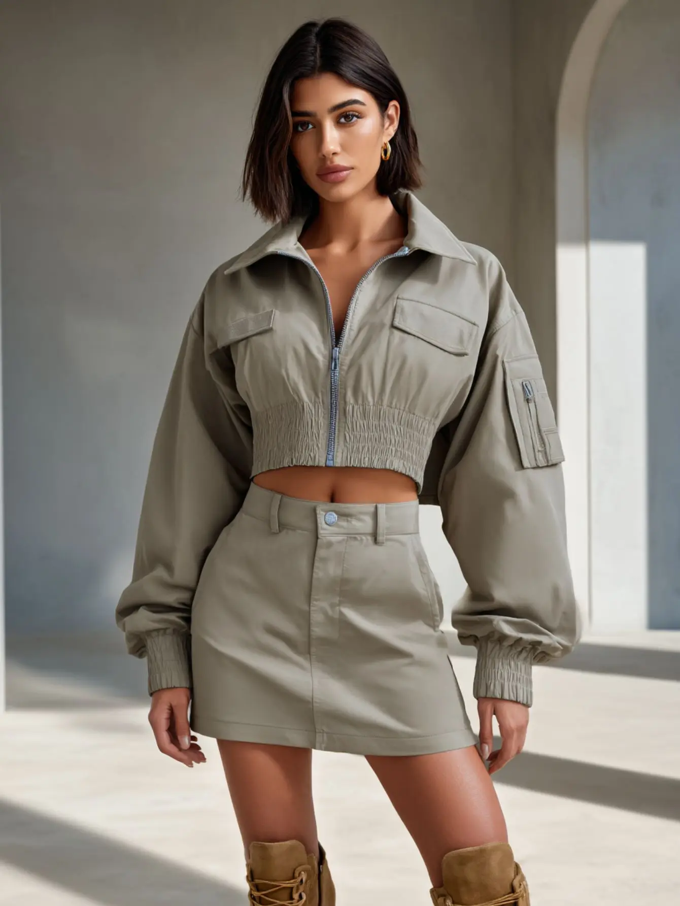 Mia Muse Select Women's Sets Daily Basic Solid Color Long Sleeve Lapel Zipper High Waist Skirt Office Lady Sets
Mia Muse Select Women's Sets Daily Basic Solid Color Long Sleeve Lapel Zipper High Waist Skirt Office Lady Sets