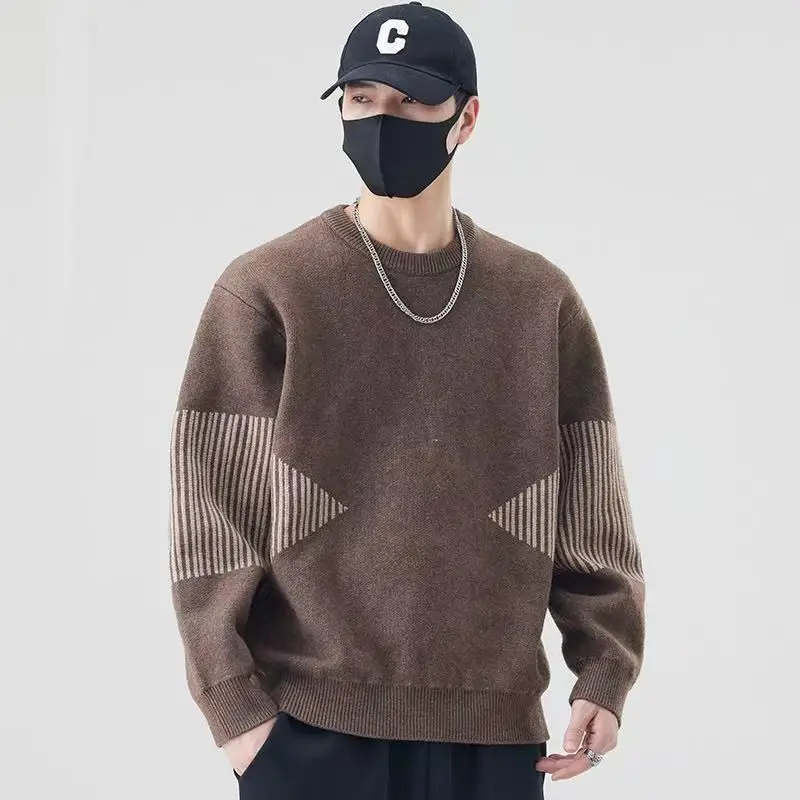 American Retro Color Block Knitted Sweater Loose Casual Men's Winter New Style Upper Apparel Polyester Fiber Long Sleeve roun...
American Retro Color Block Knitted Sweater Loose Casual Men's Winter New Style Upper Apparel Polyester Fiber Long Sleeve roun...